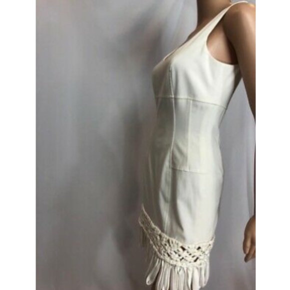 Aysha Womens Pencil Cocktail Dress Fringed White 2 - Picture 7 of 11